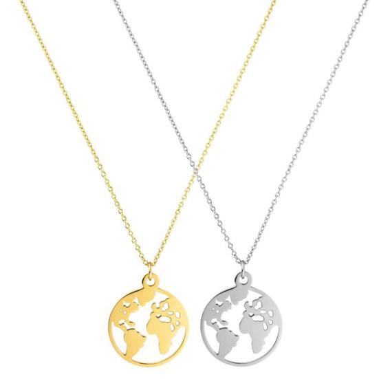 Hohle runde Weltkarte-Anhänger-Halskette für Damen, Schmuck, Geburtstagsgeschenk