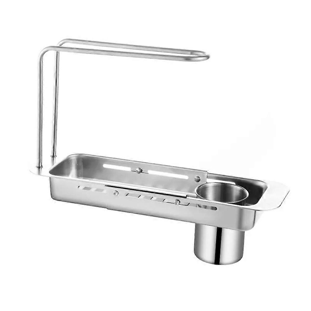 Stainless Steel Draining Rack, Upgraded Kitchen Sink Faucet Organizer Adjustable