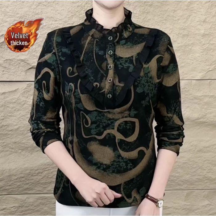 

Женская флисовая блузка с длинным рукавом и высоким воротом, облегающая фигуру, Осень/Зима 2024 3XL зелёный