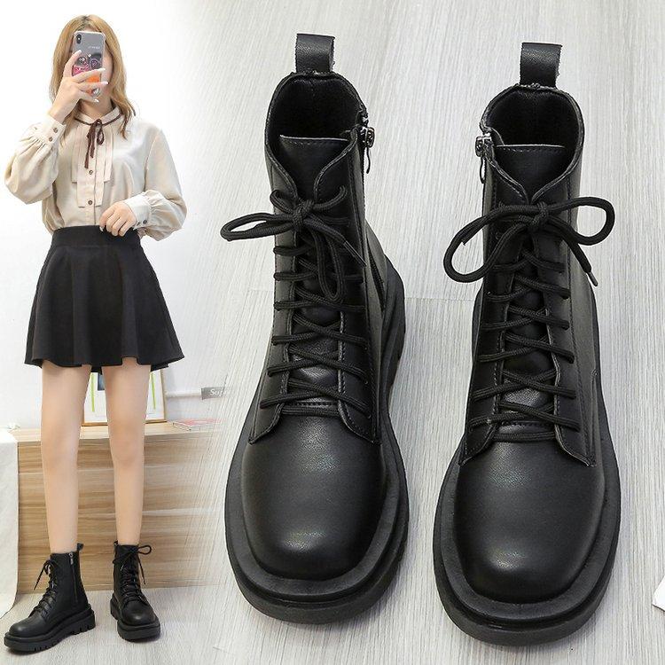 Size 35-42, Large Size Women's Shoes 41 Fat Feet Muffin Sole Martin Boots Female Korean Version Handsome Ins Autumn Thin Single Boots