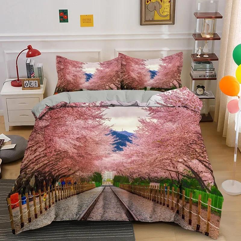 

Комплект постельного белья с изображением цветущей сливы, комплект постельного белья с изображением розового цветка для девочек из микрофибры с принтом веток в японском стиле 70x133cm 2pcs
