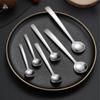 304 Stainless Steel Seasoning Spoon Thickened Korean Small Round Spoon Mixing Spoon Polished Home Kitchen Tableware