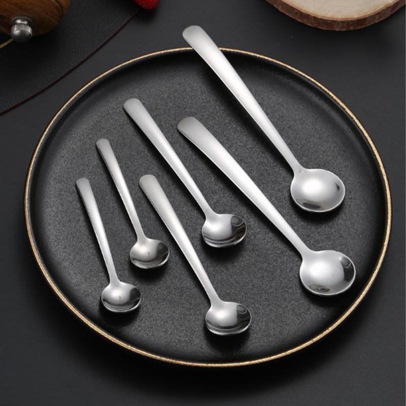 304 Stainless Steel Seasoning Spoon Thickened Korean Small Round Spoon Mixing Spoon Polished Home Kitchen Tableware