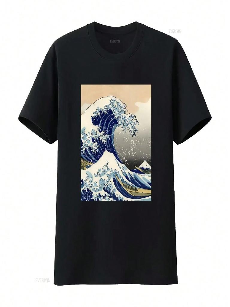 The Great Wave Off Kanagawa Japanese Art Hokusai Edo Period Mountain T Shirt Vintage Washed Comfortable Designer Clothes