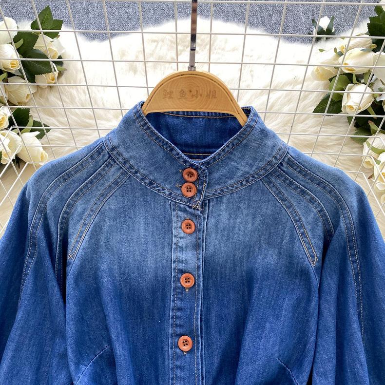 Damen Denim Hemdjacke Frühling Lässig Joker Locker Damen Oberbekleidung Koreanisches Temperament Damen Bluse Mantel