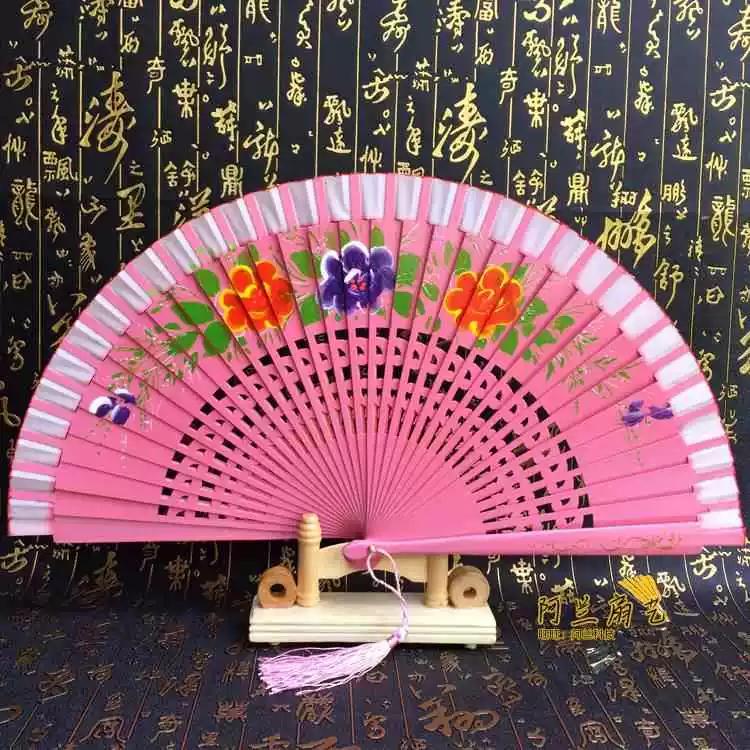 Double-Sided Easy-Open Folding Fan, Group Performance Fan, Retro Fan for Show, Dancing, Bright Red Model Dance Fan, Chinese Style