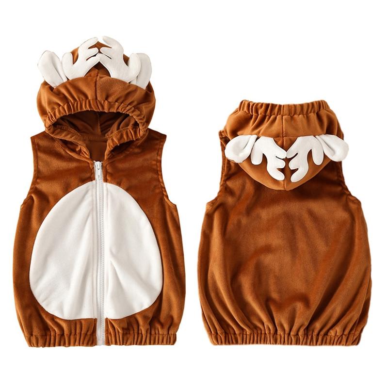 

Малыш Молния Оленья рубашка с капюшоном Милое пальто без рукавов