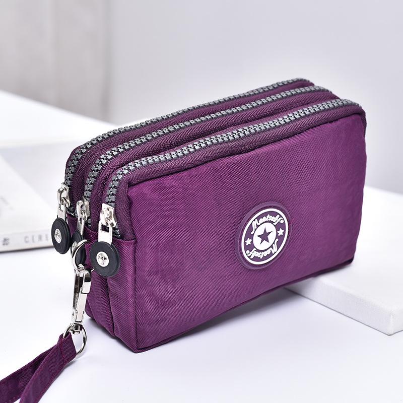 

Three-Layer Zipper Clutch Wristlet - Women s Cute Washable Cloth Handbag & Phone Purse