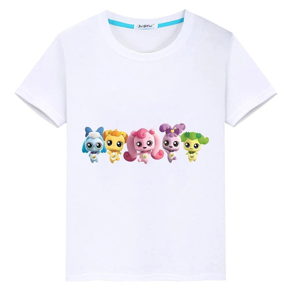 

Одежда для мальчиков Tini ping, летняя милая футболка из 100% хлопка, y2k, повседневные футболки Tini ping с аниме, короткие топы с принтом, цельная детская одежда для девочек 100 белый