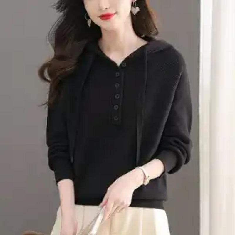 New Autumn and Winter Hooded Sweater Loose Casual and Western-style Sweatshirt New Wool Knitted Bottoming Top
