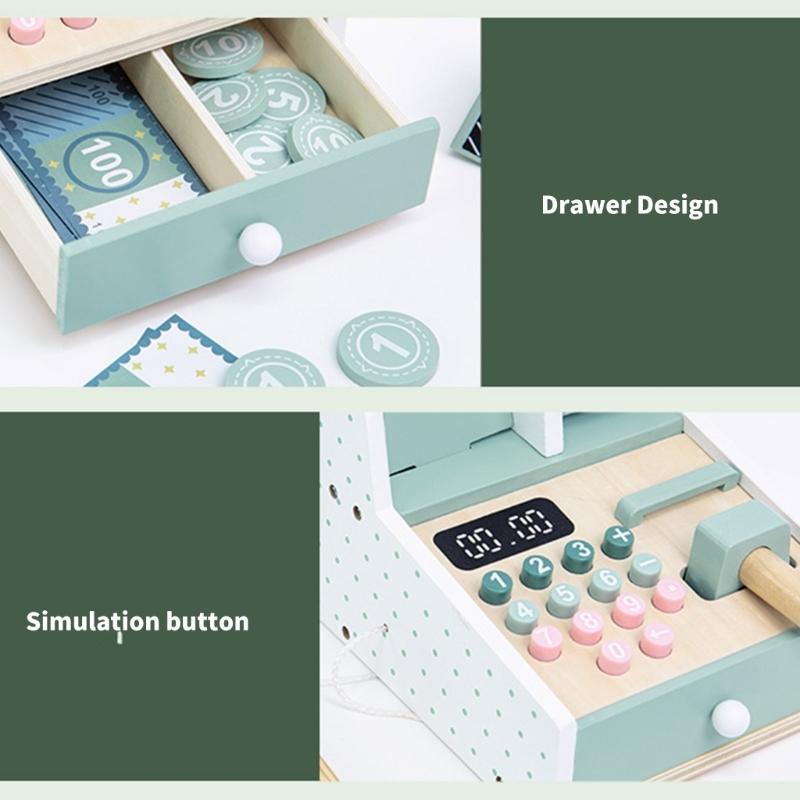 Kids Cash Register Supermarket Toy Set with Scanner Calculator Checkout Counter Kid Pretend Play Supermarket Toy Gift