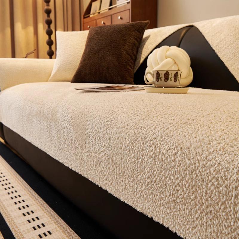 Sofa Cushion Winter Plush Non-Slip Medium Antique Dark Green Retro Advanced Sense Straight Row Sofa Seat Cushion Sofa Cover Towel