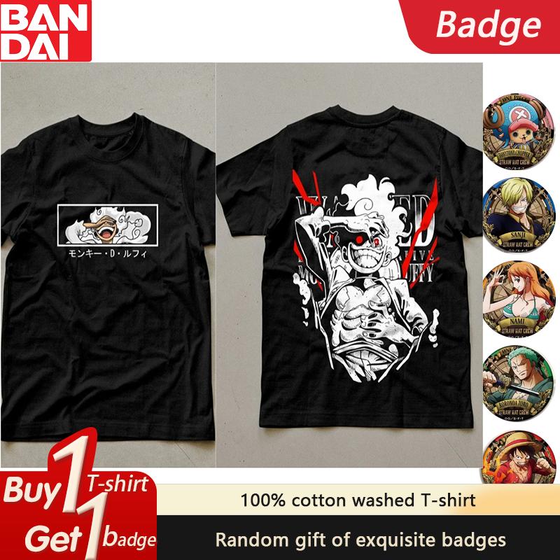 2025 ONE PIECE Japanischer Stil Animation Druck Locker Retro Schwere Baumwolle Paar Mode Rundhals Kurzarm T-Shirt