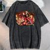 Neon Genesis Evangelion Unità-02 La Bestia di Asuka Lavaggio Acido Rosso Combattimento T-shirt Nera Oversize 2026 Estate Streetwear T-shirt Grafica