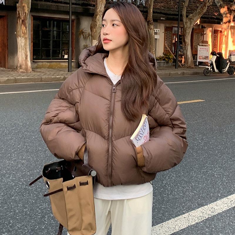 

Зимнее новое короткое хлопковое пальто с капюшоном цвета экрю, женское зимнее пальто, хлопковое пальто, пальто-пуховик, хлопковая куртка XL