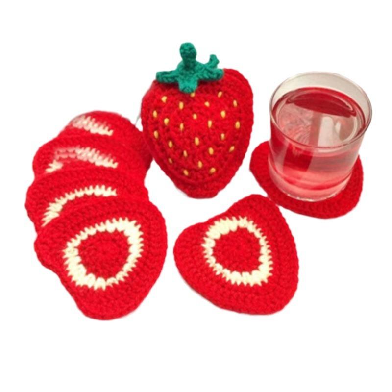 Cute Fruit Coasters Handmade Crocheted Insulating Mats Creative Home Anti-scald Non-slip Coaster Kitchen Supplies Placemats