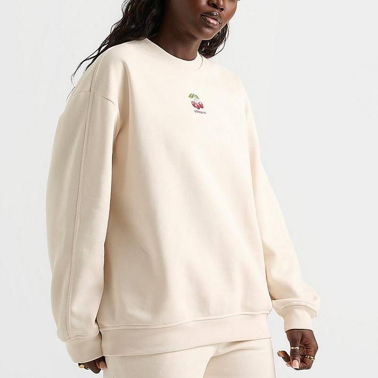 Adidas Originals Ss25 Oversized Crewneck Sweatshirt Cherry Series Fashion Long Sleeve Sweatshirt Women Sweatshirt Off-White KC3004