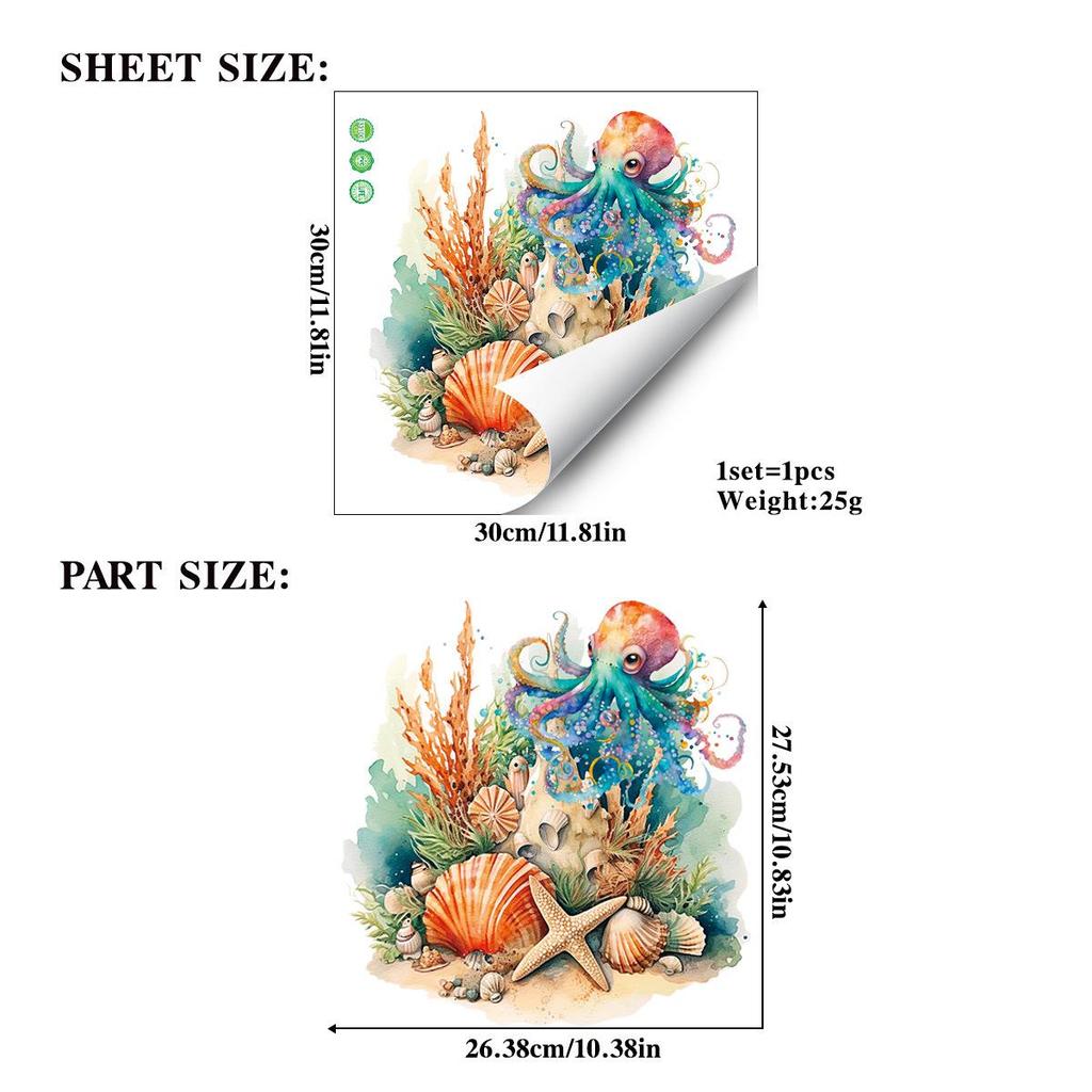 Starfish & Octopus Shell Window Stickers - New Color Decorative Adhesive for Home