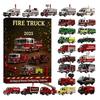 Christmas 2D Acrylic Fire Truck Advent Calendar 24 Days Countdown Calendar Pendant Xmas Tree Decor Party Favors For Kids
