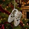Dance Themed Christmas Tree Decor Glitter Ballet Shoes Ornament, Plastic Dancing Hanging Holiday Home Party Ornaments Decoration with Bow for