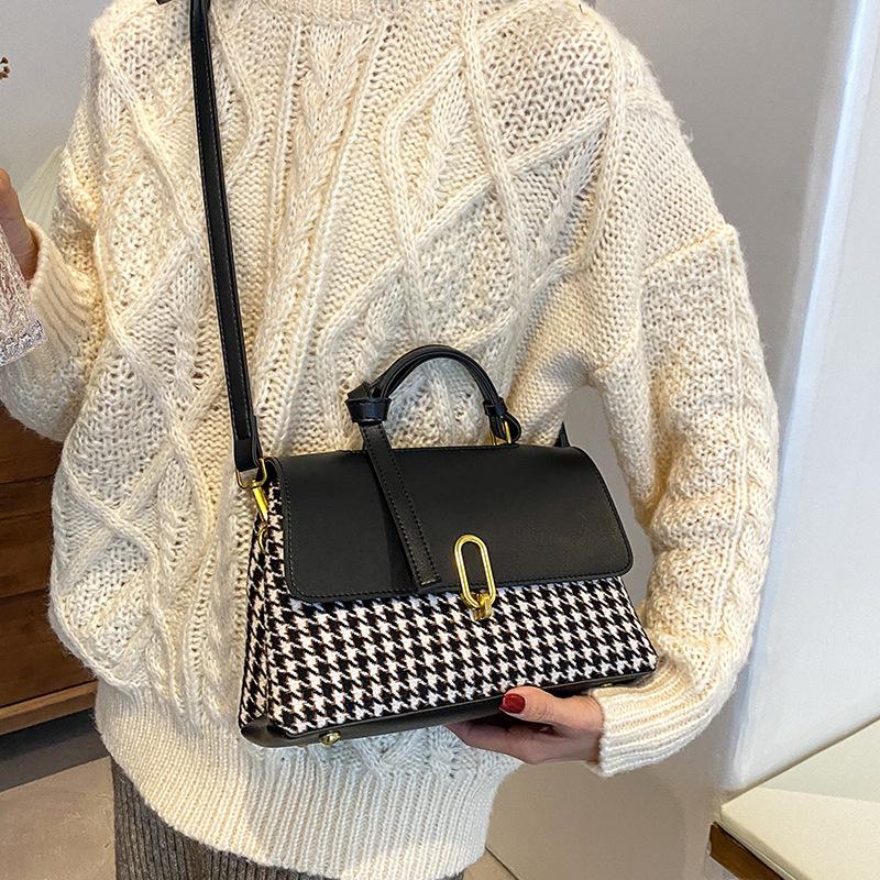 Summer retro handbag fashion bag women's 2025 new thousand bird grid messenger bag shoulder bag small square bag
