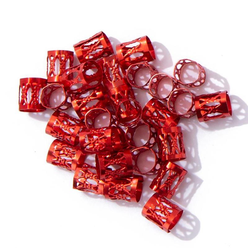 10/20/50/60/100Pcs Metal African Hair Rings Beads Cuffs Tubes Charms Dreadlock Rings clips braid spiral braid hair extension