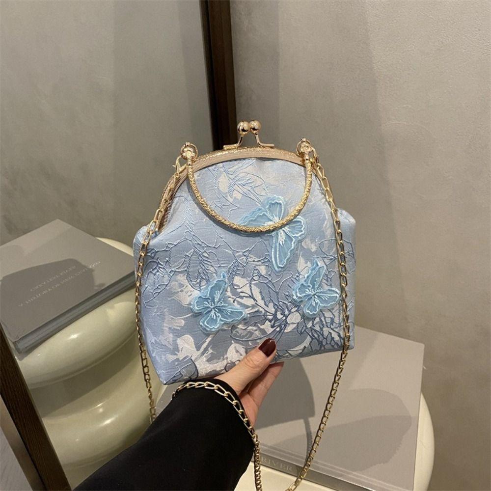 Fashion Polyester Evening Bags Embroidered Chain Banquet Bag Shoulder Bag Women