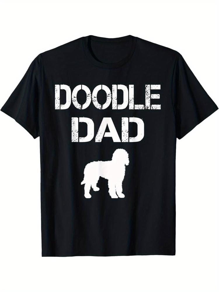Vintage Graphic 100 Cotton TShirt Doodle Dad Dog Silhouette Summer