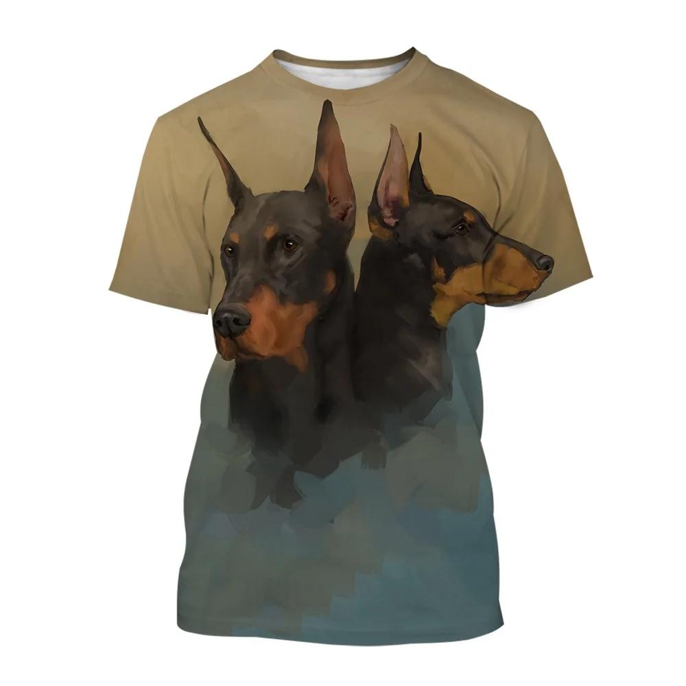Summer Round Neck 3D Funny Animal Dog Graphic Print Top Fashionable Casual Short Sleeved Men's T-shirts