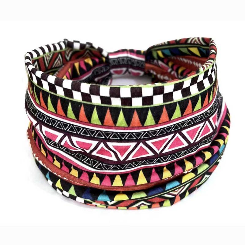 African Tribal Print Wide Headband With Soft Stretchy Fabric For Yoga Workout Running Wear