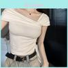 Plain Flat Knit Summer Womens Off Shoulder Top With Embroidery For Casual Wear
