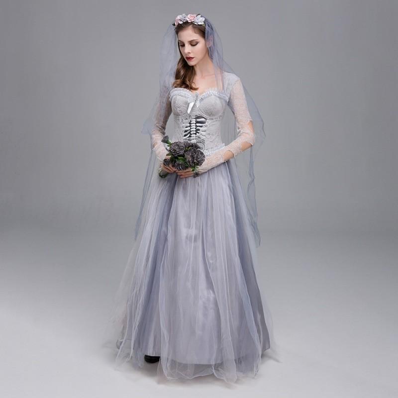 

Уникальный серый костюм скелета невесты для женщин, идеально подходящий для Хэллоуина и тематических вечеринок XXL