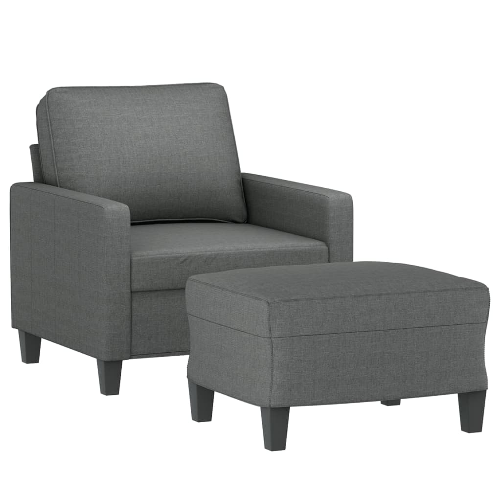 Vidaxl Armchair with Footrest, Dark Gray, 60 Cm, Upholstered In Fabric