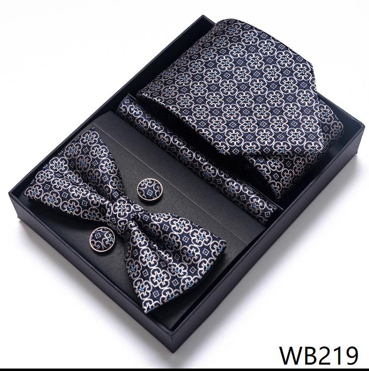 Men'S Business Dress Party Tie Gift Box Fashion Tie Square Scarf Combination Set Tie Bow Tie Set