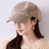 Korean Style Autumn Winter Women Large Head Circumference Octagonal Hat