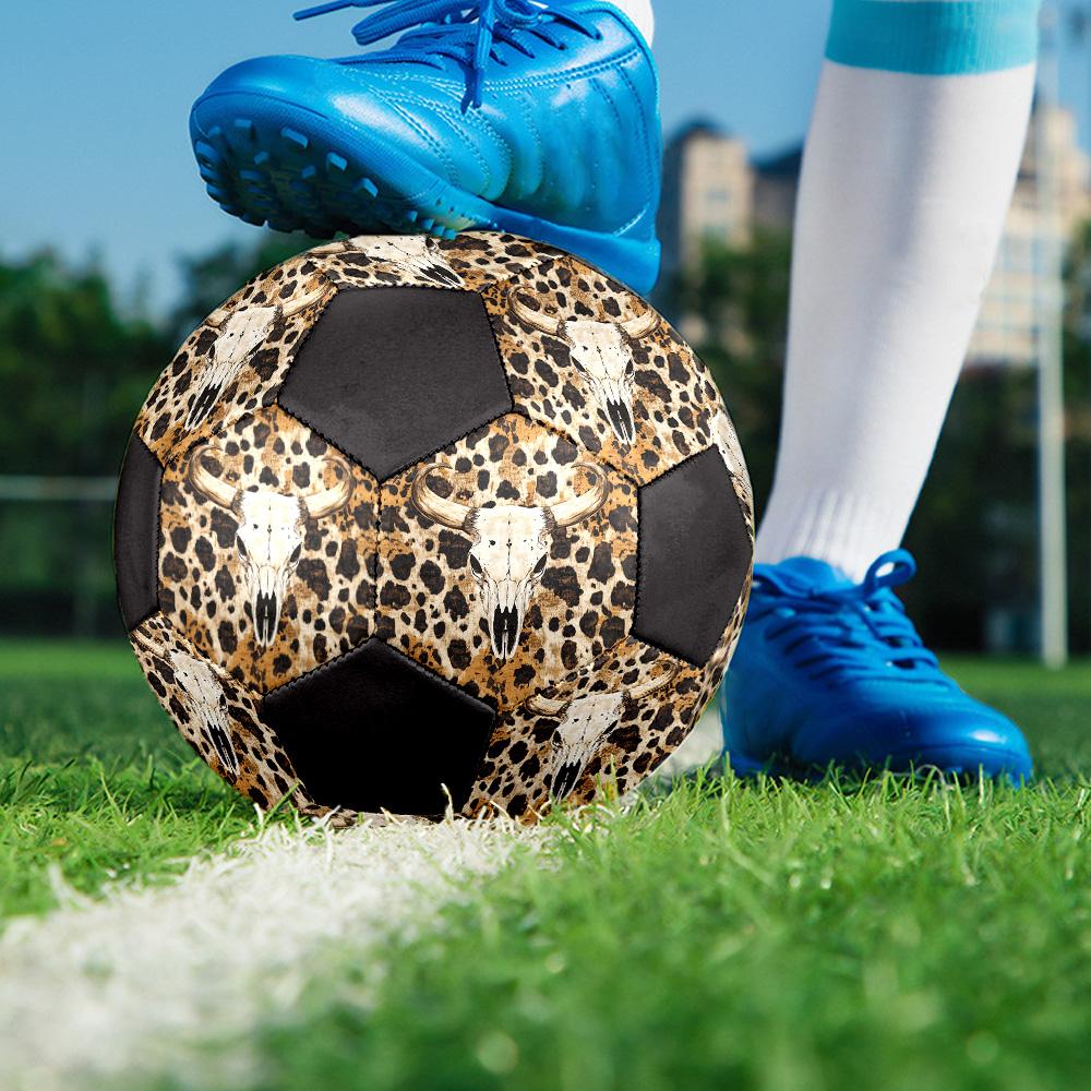 Western Cow Skull Indoor Soccer Ball Colorful All Ages Size 5 Machine Stitched PVC Competition Ready Durable High-Bounce