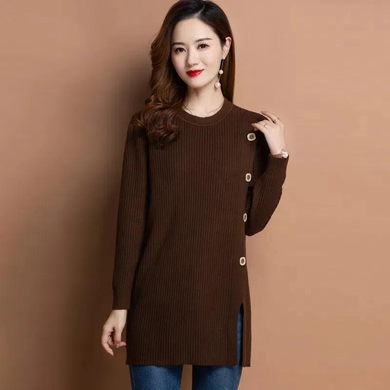 Women Casual Sweater Solid Large Size Pullover Spring Autumn Female Loose Long Sleeve Knit Sweater Long Jumper Feminima 4XL