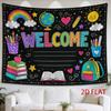 2D Flat - 2D Flat - 1pc 2D Flat Tapestry Welcome Back to School Classroom Decor Tapestry with Rainbow Globe Books And Backpacks for Cheerful Learning 
