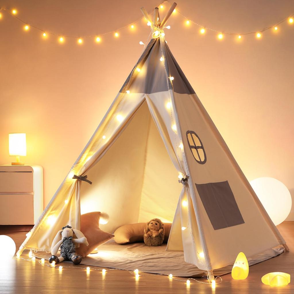 Besrey Kids Tent, Children's Playhouse, Mini House, Indoor Play Tent for Girls, Easy Assembly, Foldable, Gift, Gray