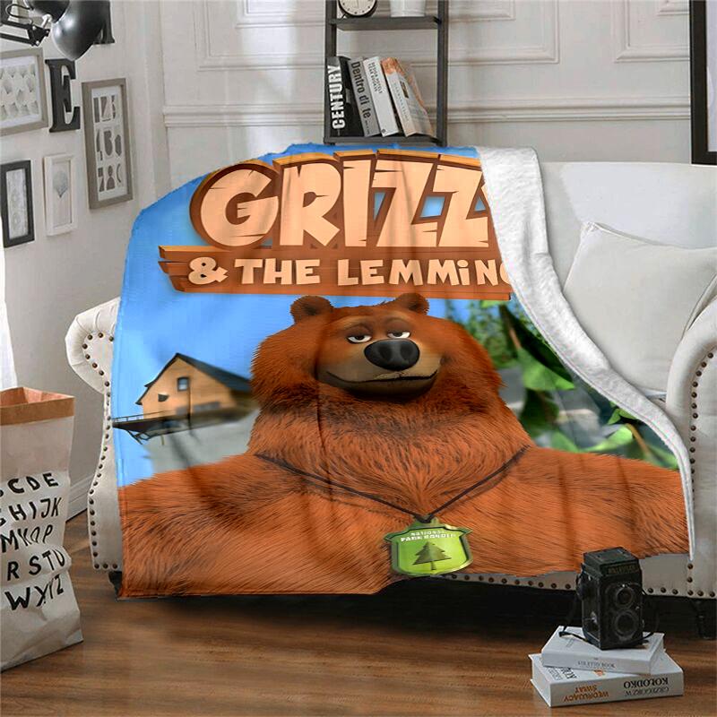 Grizzly & Lemminge Flanelldecke Weich Warm Ganzjahresdecke, Design für Camping, Autoreisen, Wandern Sofa, Bett, Büro Perfektes Geschenk für Partys