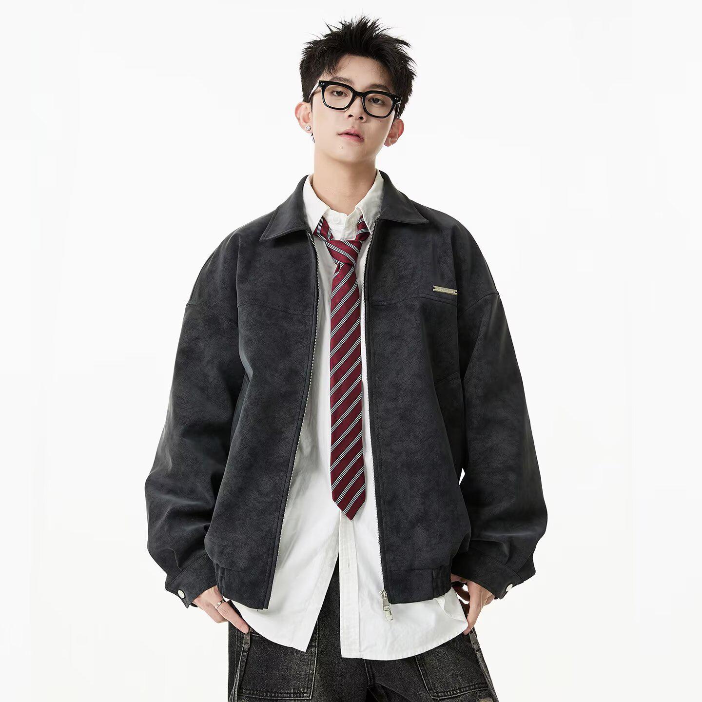 

Men s Trendy American PU Leather Motorcycle Jacket - Autumn Street Style with Rogue Lapel Design XL чорний