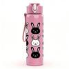 1PC Black White Rabbit Repeat Grid 750ml Color Plastic Sports Water Bottle Leakproof Flip Straw Lid For Sports Office Home Use