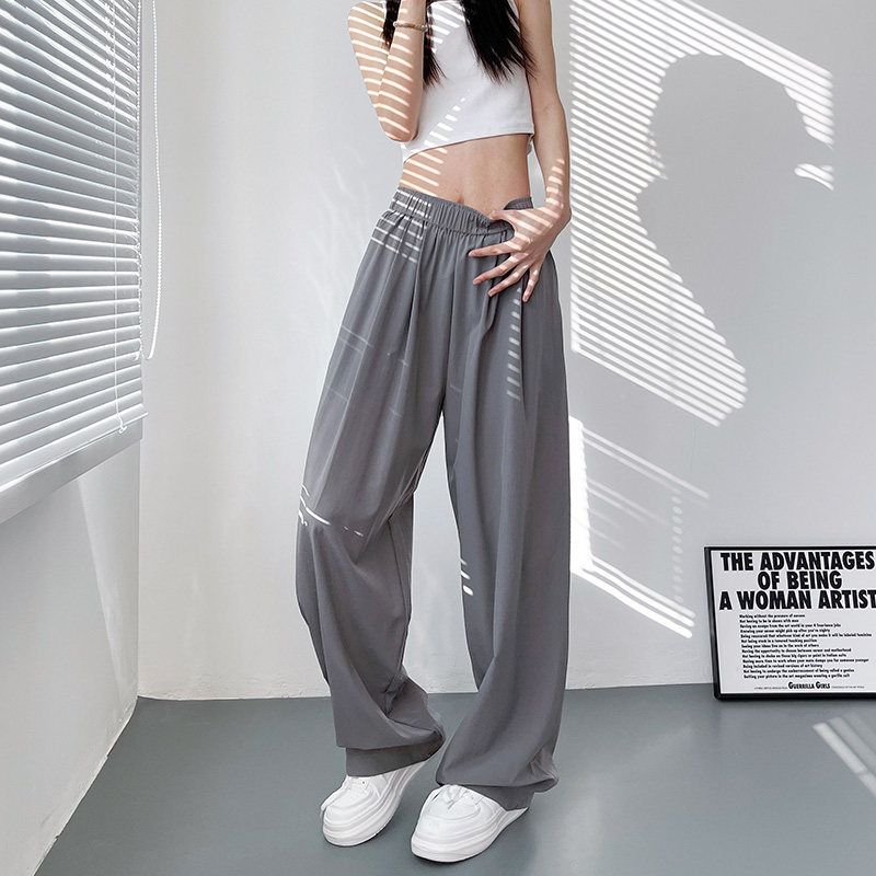 Plus Size Plus Size Ladies Little Yamamoto Mop Wide Leg Pants Gray Little Man Plus size 2XL