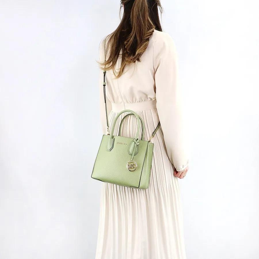 MICHAEL KORS Mercer Litchi Grain Cow Leather Trunk Bag , Handbag , Shoulder Bag , Crossbody Bag Medium Women's Light Green (Unisex) Handbags