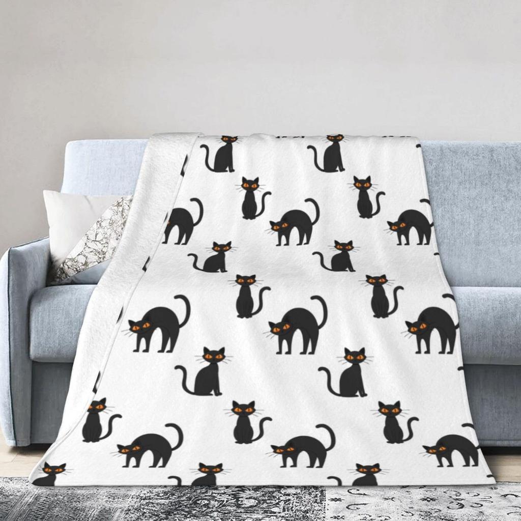 Cute Cat Flannel Blanket Multiple Sizes 2D Print Pink Face Kitty Design Soft Throw Sofa Bedroom Office Snuggle