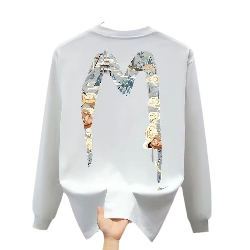 American Trendy Brand Pure Cotton T-Shirt Men'S Bottoming Shirt Long-Sleeved Trendy Autumn And Winter Men'S And Women'S Crew Neck Sweater