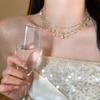 Versatile Tassel Blue Diamond Double-Layer Stacked Necklace Female Exotic Collarbone Chain High-End Unique Combination Neck Chain Bracelet
