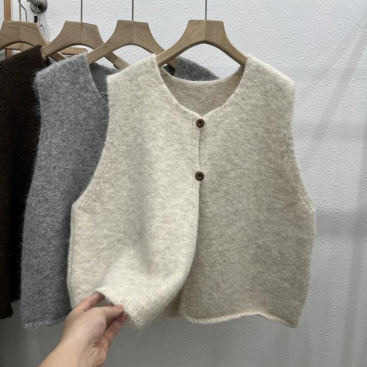 Dimanaf 2025 Vest Sweaters  Autumn Buttons Women Sleeveless Knitting Casual Style Loose Sweater