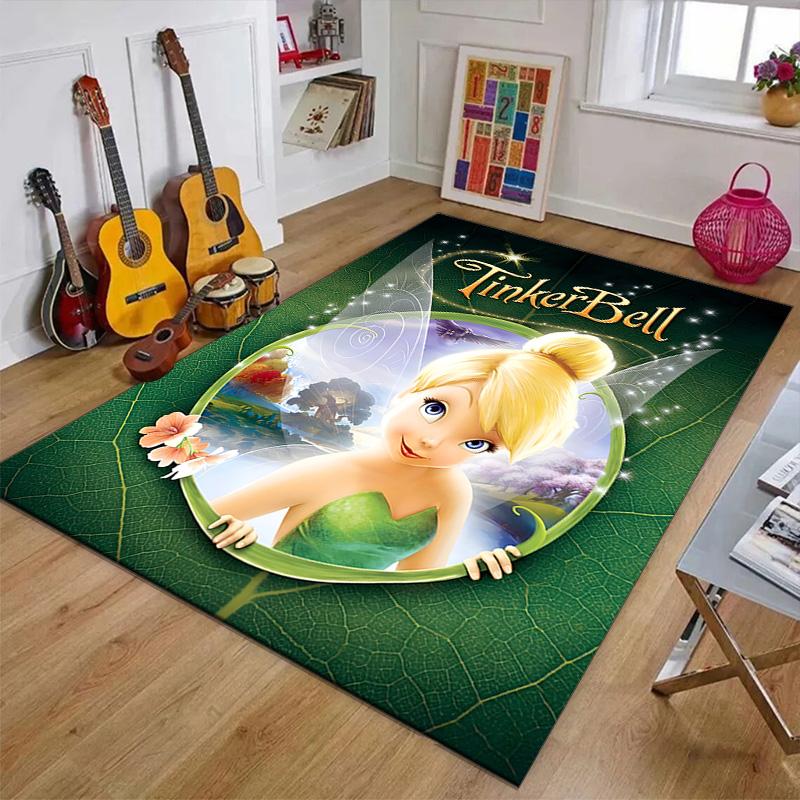 1pc T-Tinkerbell Design Printed Area Rug Carpet for Bedroom Living Room Home Decor Rugs Mat Non Slip Mat Rug for Bedside