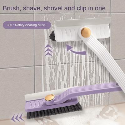 Multi-Functional Four-in-One Rotating Gap Brush for Bathroom Tile Cleaning NoGrout Cleaning Squeegee